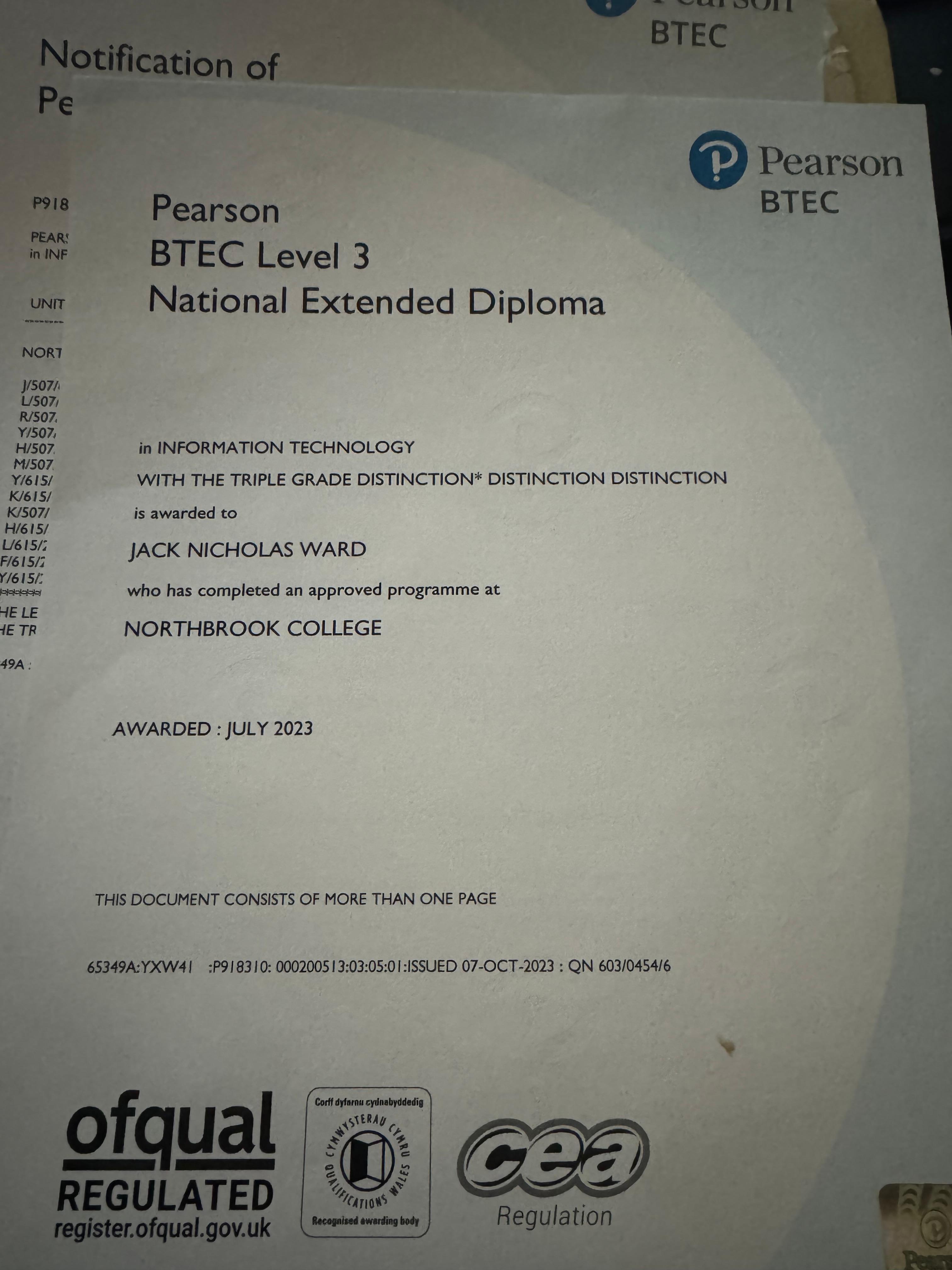 BTEC Level 3 IT — Year 1 & 2